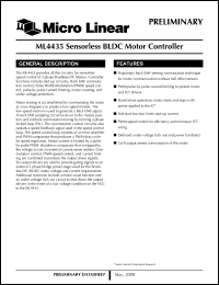 ML4435IP datasheet: Sensorless BLDC motor controller ML4435IP