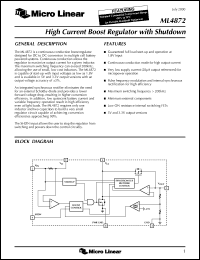 ML4872ES-3 datasheet: High current boost regulator with shutdown ML4872ES-3