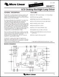 ML4877CR datasheet: LCD desktop backlight lamp driver ML4877CR
