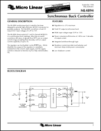 ML4894ES datasheet: Synchronous buck controller ML4894ES