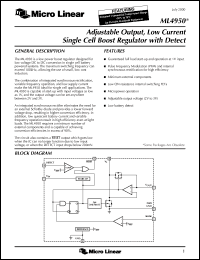 ML4950CS datasheet: Adjustable output, low current single cell boost regulator with detect ML4950CS