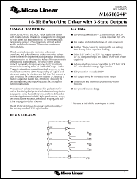 ML6516244CR datasheet: 16 bit buffer/line driver with 3 state outputs ML6516244CR