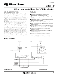 ML6518CH datasheet: 18 line hot insertable active SCSI terminator ML6518CH