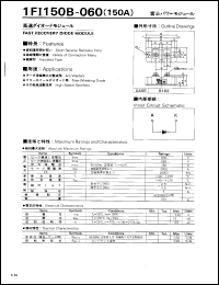1FI150B-060 datasheet: Fast recovery diode module for high speed rectifier, free-wheeling diode, arc-welder applications 1FI150B-060