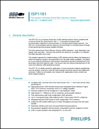 ISP1181 datasheet: Full-speed Universal Serial Bus interface device ISP1181