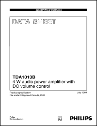 TDA1013B/N2 datasheet: 4 W audio power amplifier with DC volume control TDA1013B/N2
