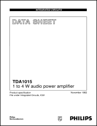 TDA1015/N3 datasheet: 1 to 4 W audio power amplifier TDA1015/N3