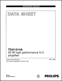 TDA1514A/N7 datasheet: 50 W high performance hi-fi amplifier TDA1514A/N7