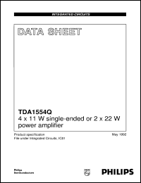 TDA1554Q/N2 datasheet: 4 x 11 W single-ended or 2 x 22 W power amplifier TDA1554Q/N2