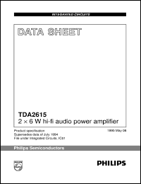TDA2615/N1 datasheet: 2 x 6 W hi-fi audio power amplifier TDA2615/N1