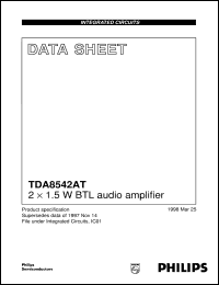 TDA8542AT/N1 datasheet: 2 x 1.5 W BTL audio amplifier TDA8542AT/N1