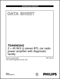 TDA8563AQ/N1 datasheet: 2 x 40 W/2 stereo BTL car radio power amplifier with diagnostic facility TDA8563AQ/N1