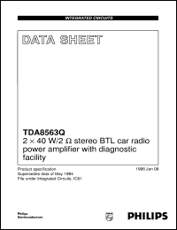 TDA8563Q/N1 datasheet: 2 x 40 W/2 stereo BTL car radio power amplifier with diagnostic facility TDA8563Q/N1