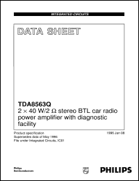 TDA8563Q/N2/S10 datasheet: 2 x 40 W/2 stereo BTL car radio power amplifier with diagnostic facility TDA8563Q/N2/S10
