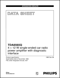 TDA8565Q/N1/S10 datasheet: 4 x 12 W single-ended car radio power amplifier with diagnostic interface TDA8565Q/N1/S10