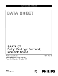 SAA7710T datasheet: Dolby* Pro Logic Surround; Incredible Sound SAA7710T