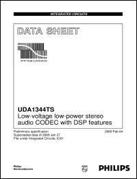 UDA1344TS/N2 datasheet: Low-voltage low-power stereo audio CODEC with DSP features UDA1344TS/N2