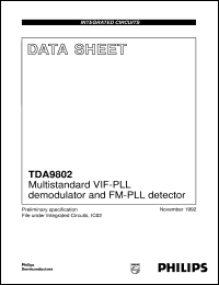 TDA9802 datasheet: Multistandard VIF-PLL demodulator and FM-PLL detector TDA9802