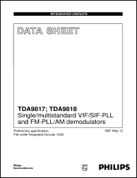 TDA9817T/V1 datasheet: Single/multistandard VIF/SIF-PLL and FM-PLL/AM demodulators TDA9817T/V1