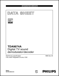 TDA9874APS/V2 datasheet: Digital TV sound demodulator/decoder TDA9874APS/V2
