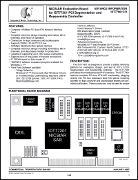 IDT77901D datasheet: NICStAR evaluation board for IDT77201 PCI segmentation and reassembly controller IDT77901D