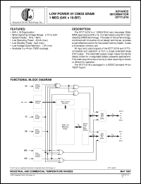 IDT71L016L100PH datasheet: Low power 3V CMOS SRAM 1 meg (64K x 16-bit) IDT71L016L100PH