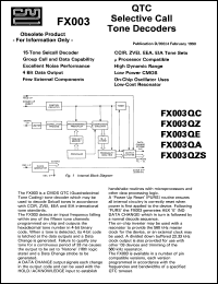 FX202QCK datasheet: QTC selective call tone decoder FX202QCK