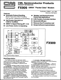FX909LS datasheet: GMSK Packet data modem FX909LS