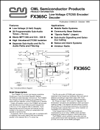FX365CDW datasheet: Low-voltage CTCSS encoder/decoder FX365CDW