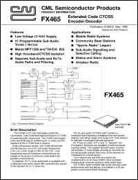 FX465D5 datasheet: Extended code CTCSS encoder/decoder FX465D5