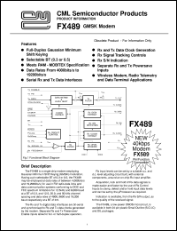 FX489DW datasheet: GMSK modem FX489DW