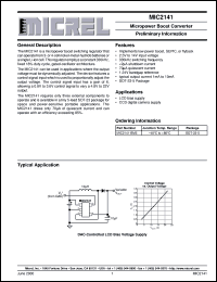 MIC2141-BM5 datasheet: Micropower Boost Converter MIC2141-BM5