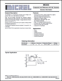 MIC833BM5 datasheet: Latched Comparator with Reference MIC833BM5