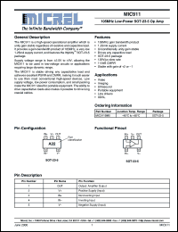 MIC911BM5 datasheet: 105MHz Low-Power SOT-23-5 Op Amp MIC911BM5