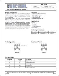 MIC912BM5 datasheet: 200MHz Low-Power SOT-23-5 Op Amp MIC912BM5