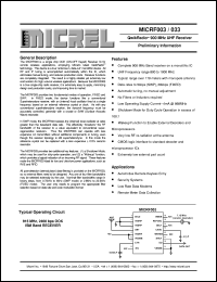 MICRF003BM datasheet: QwikRadio™ 900 MHz UHF Receiver MICRF003BM