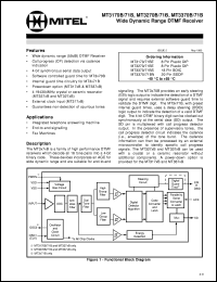 MT3371BS datasheet: Wide dinamic range DTMF receiver (for integrated telephone answering machines, end-to-end signalling and fax machines) MT3371BS