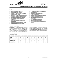 HT1621 datasheet: RAM mapping 32x4 LCD controller for I/O uC HT1621