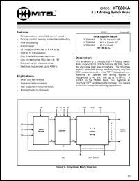 MT8804AC datasheet: 8x4 analog switch array (for PABX and key systems applications, data acquisition systems, test equipment and instrumentation and analod/digital multiplexers applications) MT8804AC