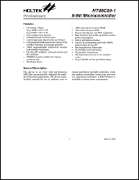 HT48C50-1-A datasheet: 8-bit microcontroller HT48C50-1-A