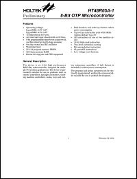 HT48R05A-1 datasheet: 8-bit OTP microcontroller HT48R05A-1