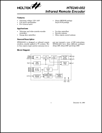 HT6240-002 datasheet: Infrared remote encoder HT6240-002