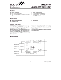 HT82V731 datasheet: Audio D/A converter HT82V731