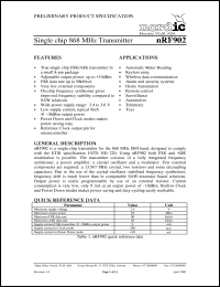 nRF902 datasheet: Single chip 868MHz RF transceiver nRF902