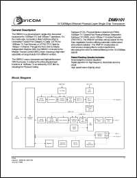 DM9101E datasheet: 10/100Mbps Ethernet physical layer single chip transceiver DM9101E