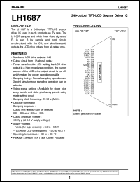 LH1687 datasheet: 240-output TFT-LCD source driver IC LH1687