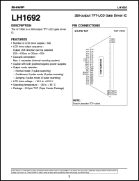 LH1692 datasheet: 300-output TFT-LCD gate driver IC LH1692