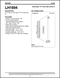 LH1694 datasheet: 256-output TFT-LCD gate driver IC LH1694