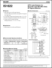 IS1622 datasheet: OPIC light detector for recorder type MD (mini disc) RF signal detection IS1622