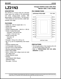 LZ21N3 datasheet: 1/2-type interline color CCD area sensor with 2 140K pixels LZ21N3